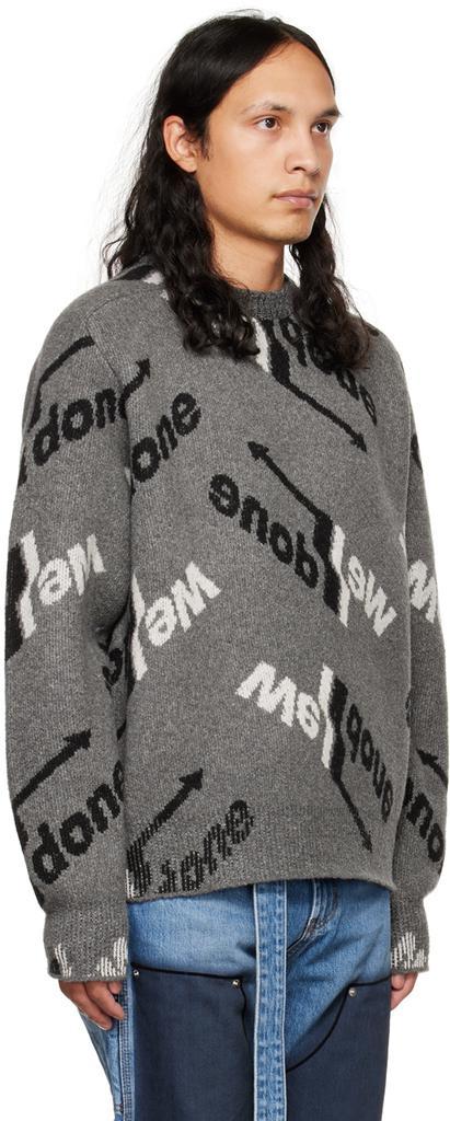 商品We11done|Gray Crewneck Sweater,价格¥1956,第4张图片详细描述