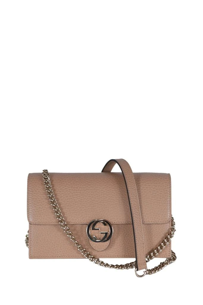 商品Gucci|Interlocking shoulder bag GG small beige leather,价格¥6941,第1张图片