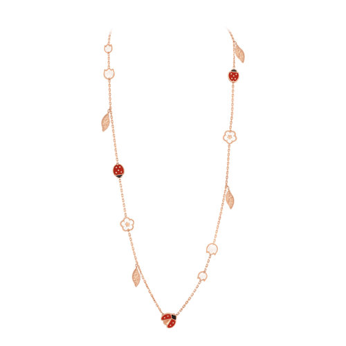  Van Cleef & Arpels/梵克雅宝 Lucky Spring系列 18K金玫瑰金珍珠母贝玛瑙红玉髓15个图案长项链VCARP7RT00商品第1张图片规格展示