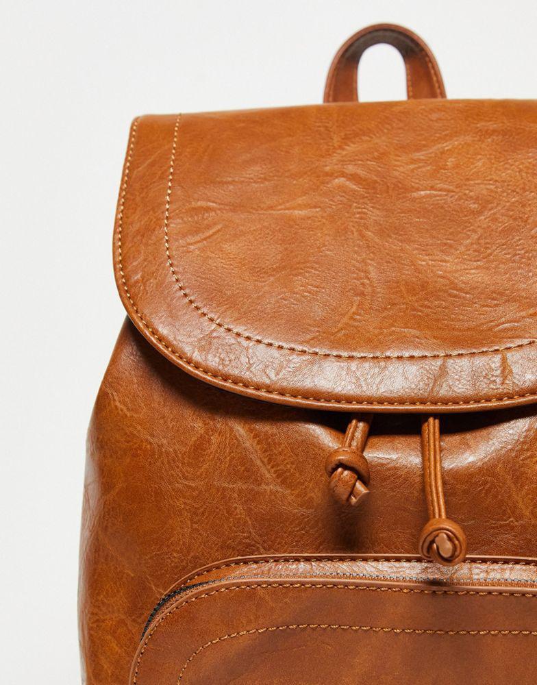 商品ASOS|ASOS DESIGN soft backpack with zip front pocket in tan,价格¥195,第5张图片详细描述