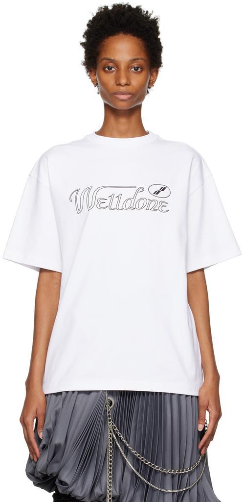 商品We11done|White Cursive T-Shirt,价格¥545,第1张图片