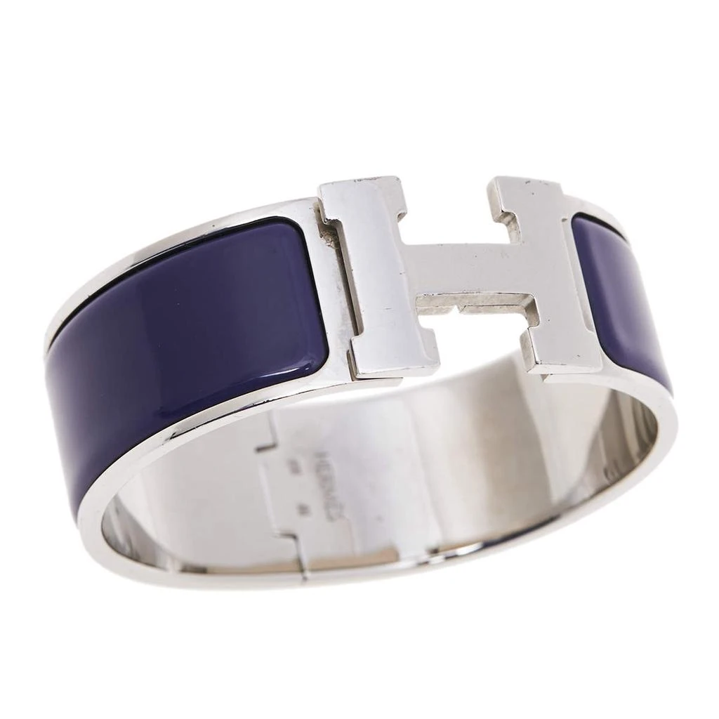 商品[二手商品] Hermes|Hermès Clic H Purple Enamel Palladium Plated Narrow Bracelet PM,价格¥2328,第3张图片详细描述