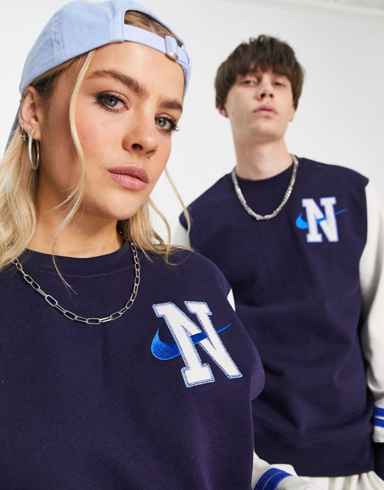 商品NIKE|Nike unisex retro collegiate crew sweatshirt in navy,价格¥243,第5张图片详细描述