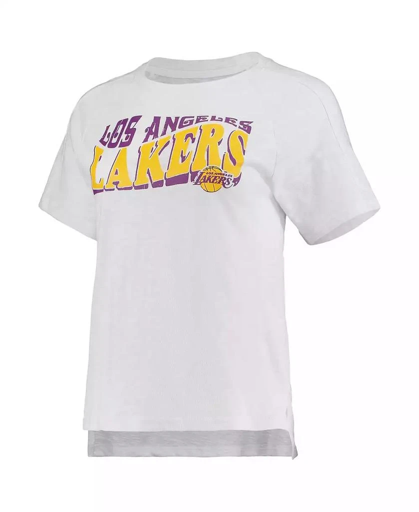 商品Concepts Sport|Women's Charcoal, White Los Angeles Lakers Resurgence Slub Burnout Raglan T-shirt and Shorts Sleep Set,价格¥411,第2张图片详细描述