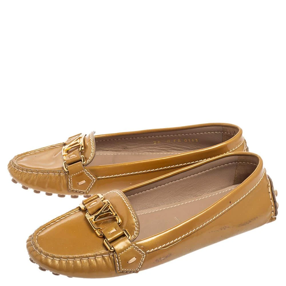 商品[二手商品] Louis Vuitton|Louis Vuitton Olive Green Patent Leather Logo Loafers Size 36,价格¥1547,第4张图片详细描述