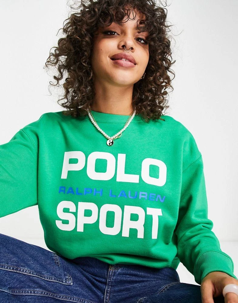 商品Ralph Lauren|Polo Sport Ralph Lauren long sleeve logo sweatshirt in green,价格¥861,第4张图片详细描述