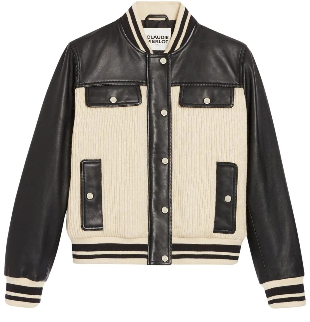 商品Claudie Pierlot|Two tone leather and knit jacket,价格¥4630,第1张图片