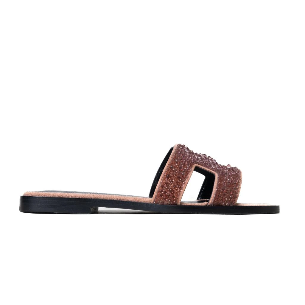 商品Hermes|Hermes Oran Glitter Mules Oran Sandals Brown,价格¥10269,第2张图片详细描述