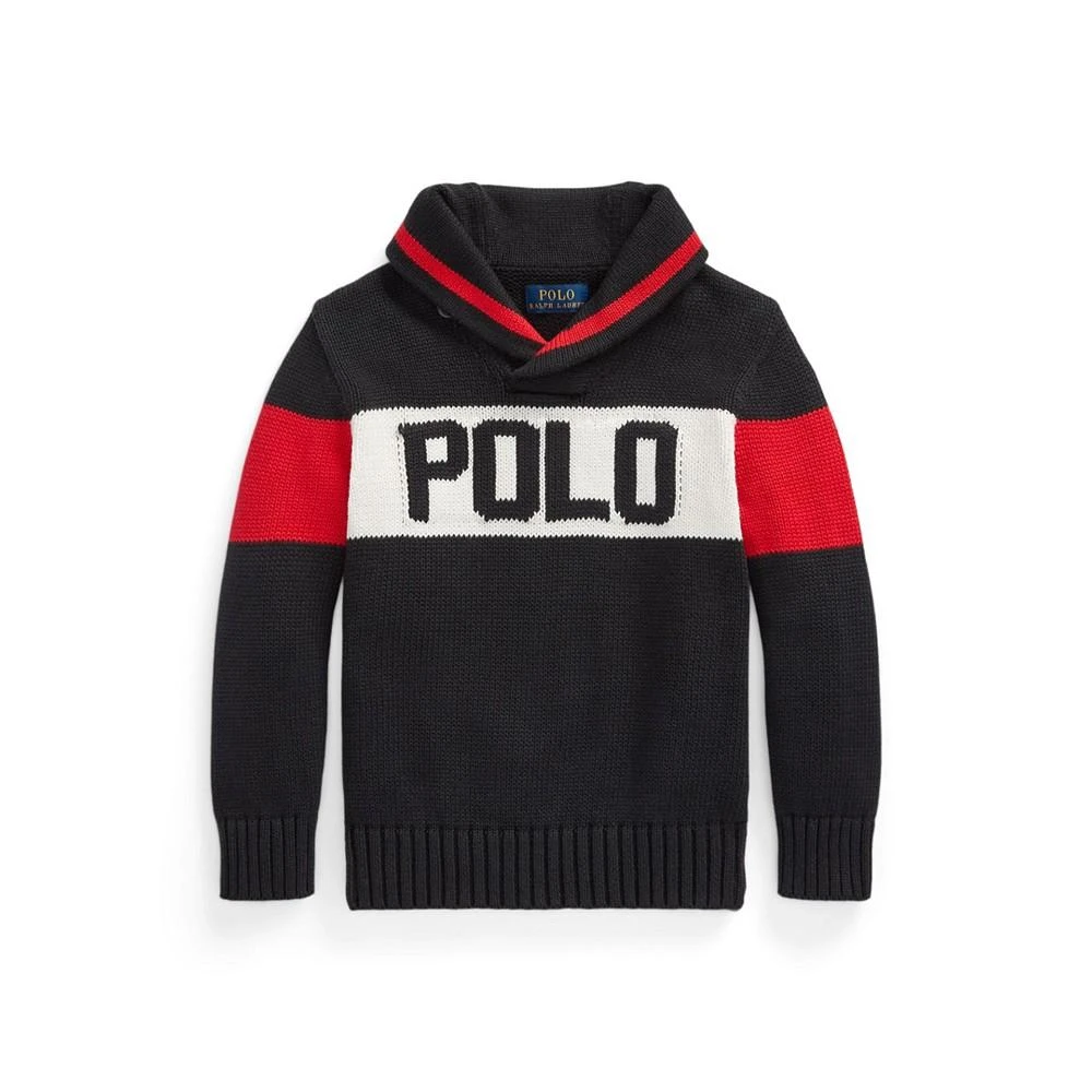 商品Ralph Lauren|Toddler and Little Boys Logo Shawl-Collar Sweater,价格¥184,第1张图片