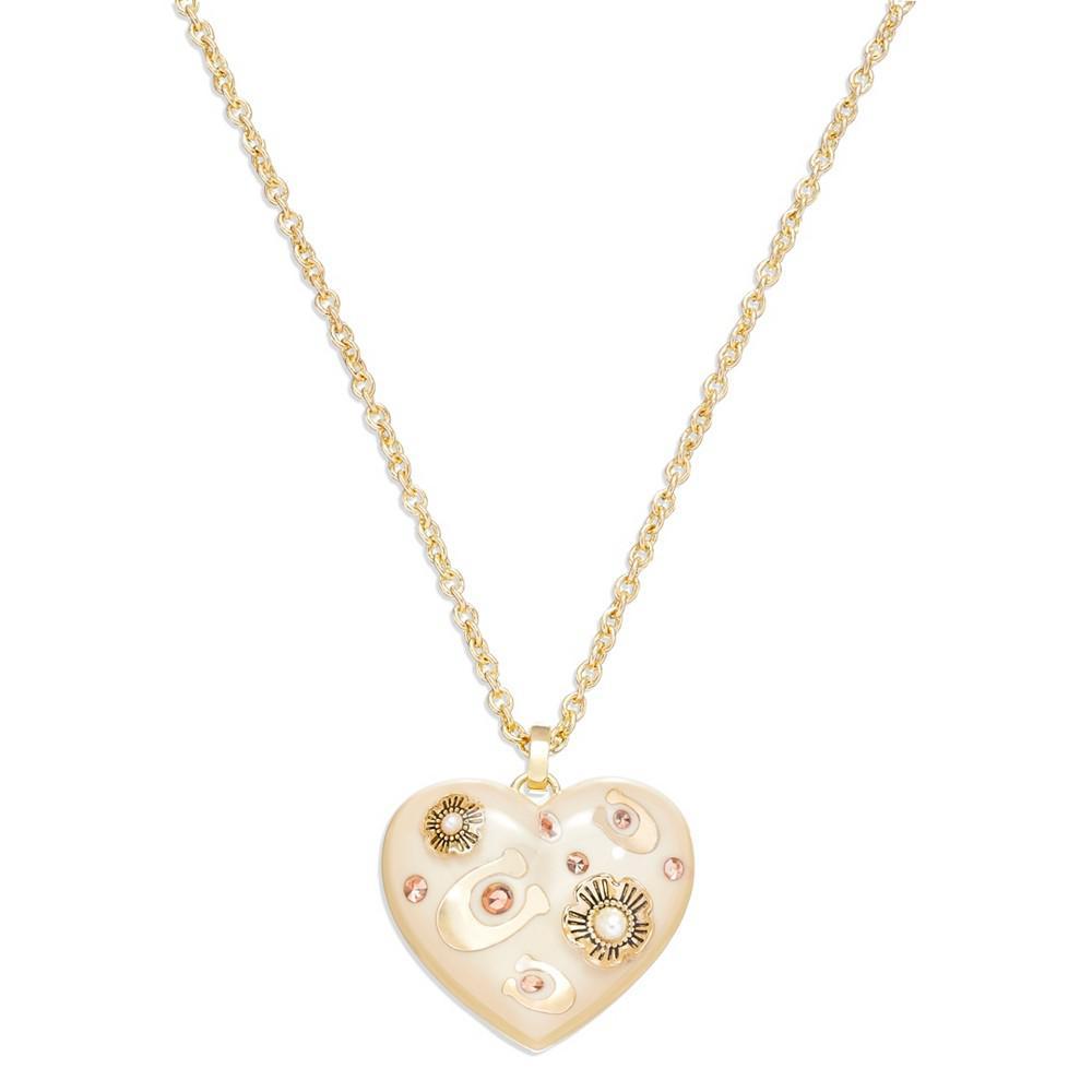 商品Coach|Faux Stone Signature Resin Heart Pendant Necklace,价格¥895,第1张图片