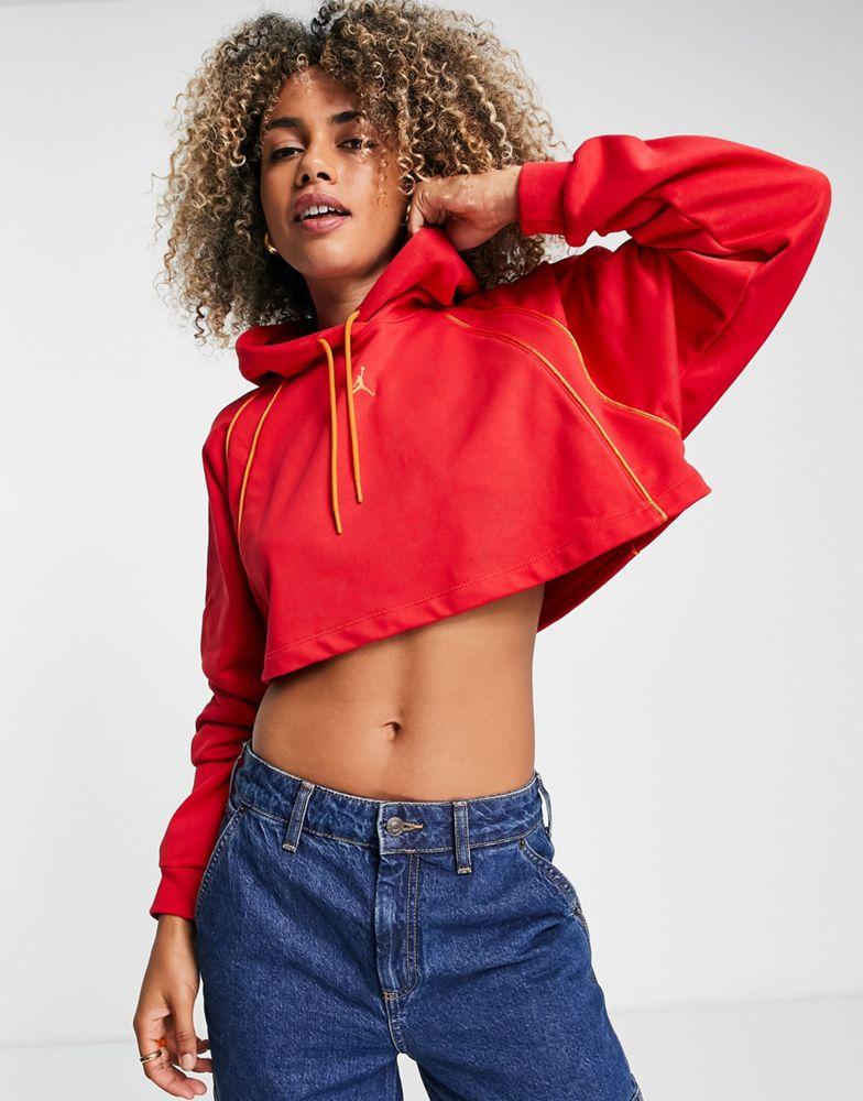 Jordan Sport fleece cropped pullover hoodie in fire red and orange商品第1张图片规格展示