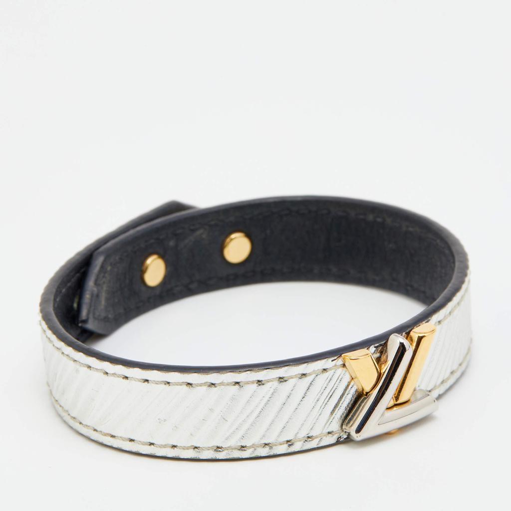 Louis Vuitton Silver Epi Leather Twist It Wrap Bracelet商品第2张图片规格展示