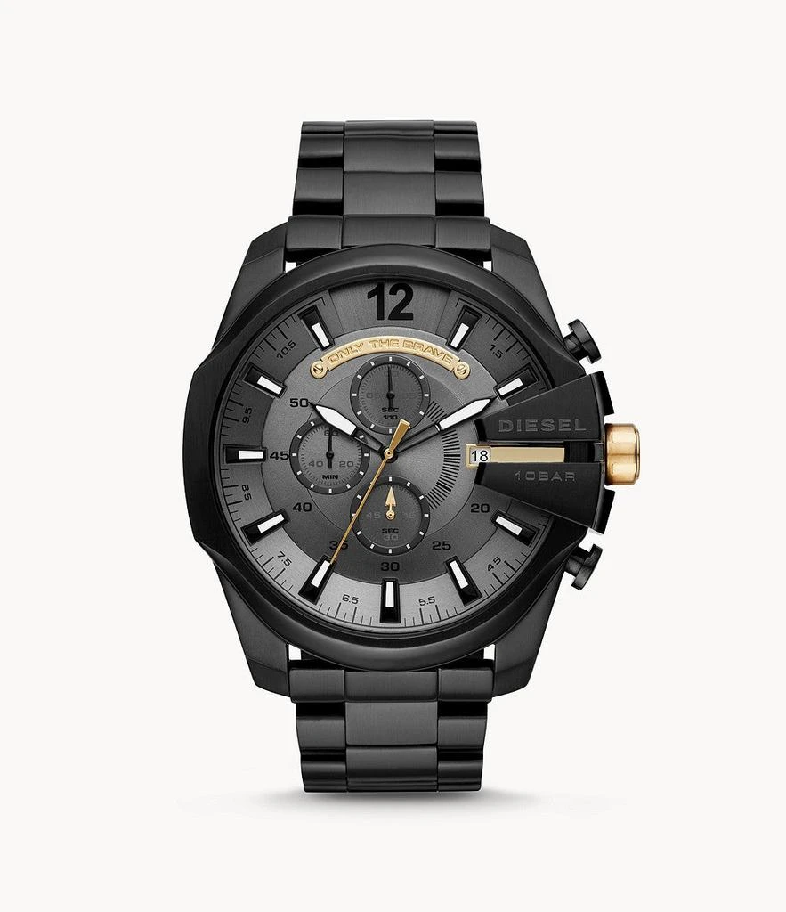 商品Diesel|Men's Mega Chief Chronograph, Black-Tone Stainless Steel Watch,价格¥1494,第1张图片