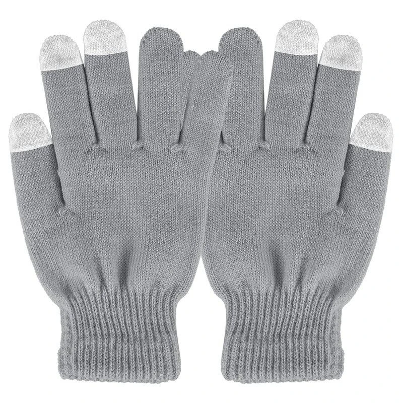 商品Fresh Fab Finds|Unisex Winter Knit Gloves Touchscreen Outdoor Windproof Cycling Skiing Warm Gloves Gray,价格¥136,第1张图片