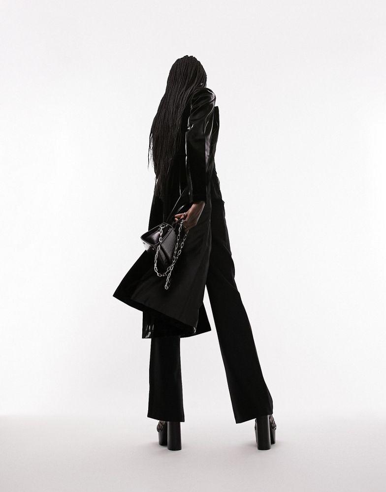 Topshop liquid vinyl coat in black商品第3张图片规格展示
