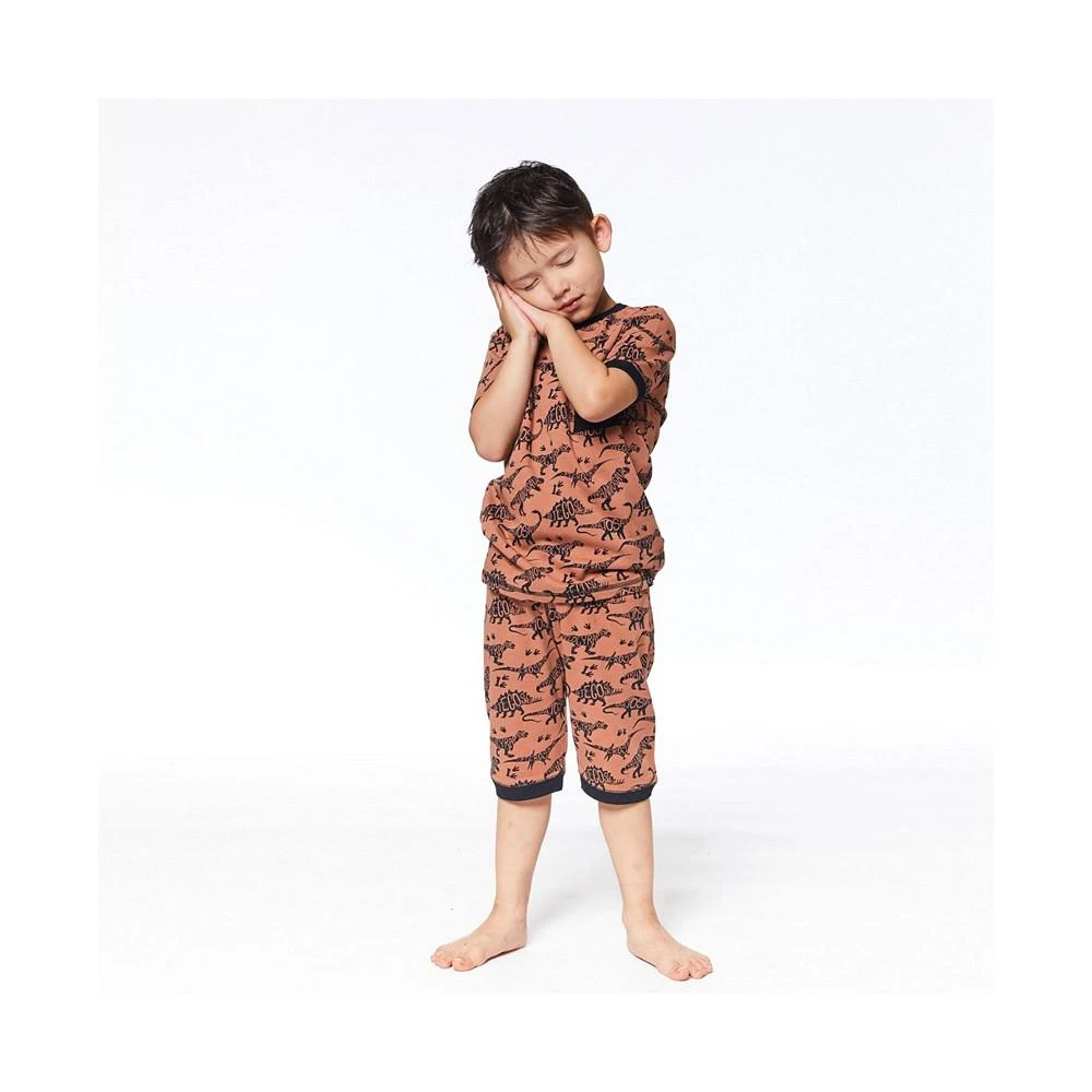 商品Deux par Deux|Boy Organic Cotton Two Piece Short Pajama Set Brown Dinosaur Print - Toddler|Child,价格¥268,第3张图片详细描述