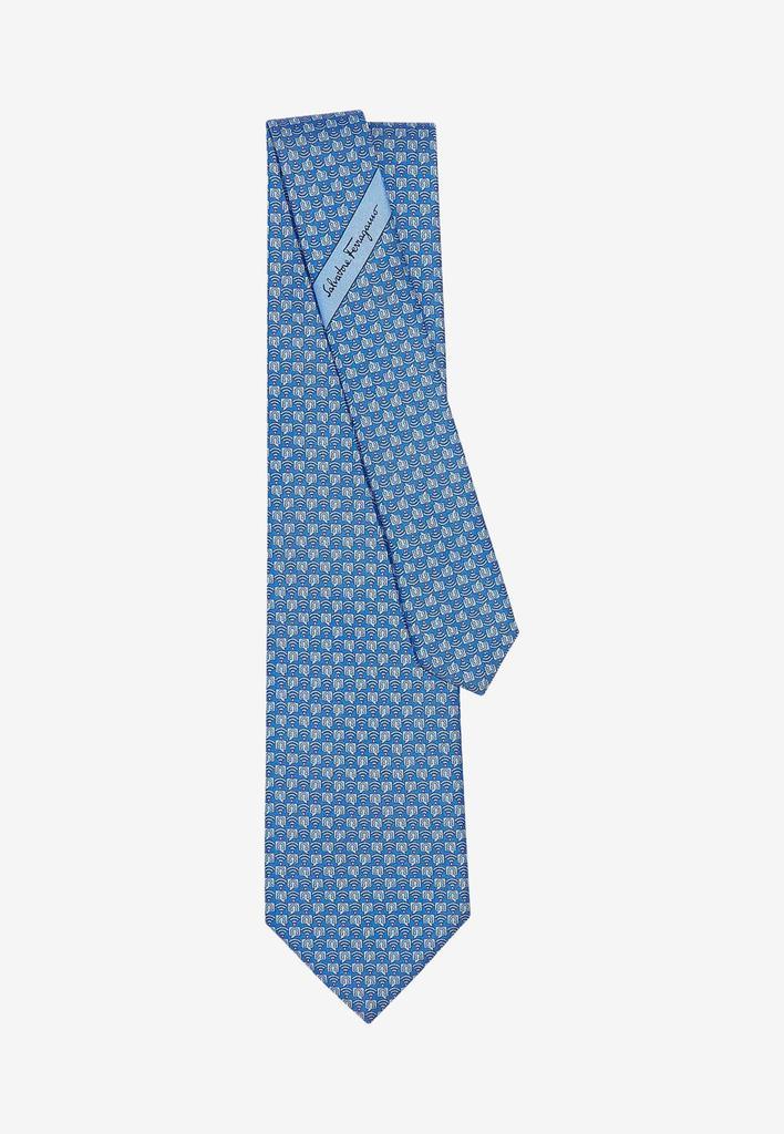 商品Salvatore Ferragamo|Gancini and Wi-Fi Print Silk Tie,价格¥1179,第4张图片详细描述