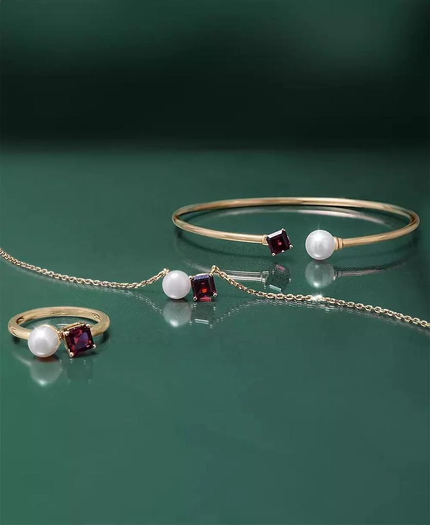 商品Audrey by Aurate|Cultured Freshwater Pearl (7mm) & Rhodolite (5/8 ct. t.w.) Wire Cuff Bangle Bracelet in Gold Vermeil, Exclusively at Macy's,价格¥3056,第4张图片详细描述