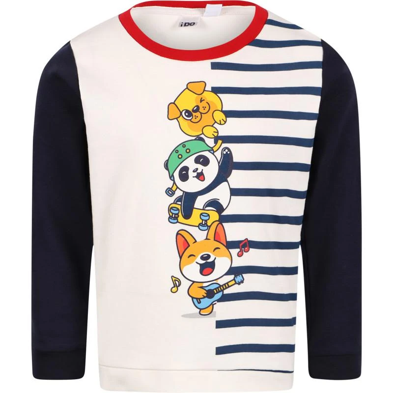 商品iDO|Happy animals pajama set in white and navy,价格¥250,第2张图片详细描述