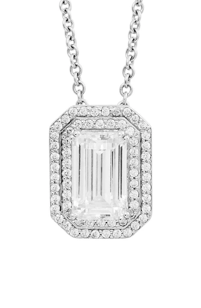 商品Savvy Cie Jewels|Sterling Silver Emerald Cut CZ Pendant Necklace,价格¥378,第1张图片
