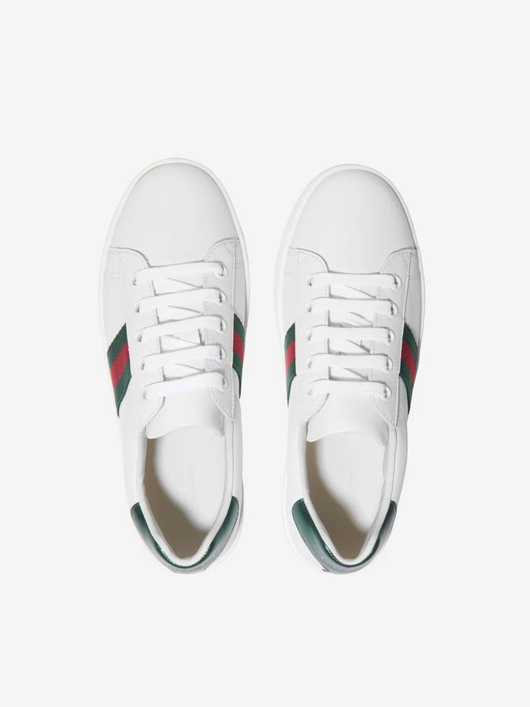 商品Gucci|Gucci Kids Leather Ace Trainers in White,价格¥2536,第3张图片详细描述