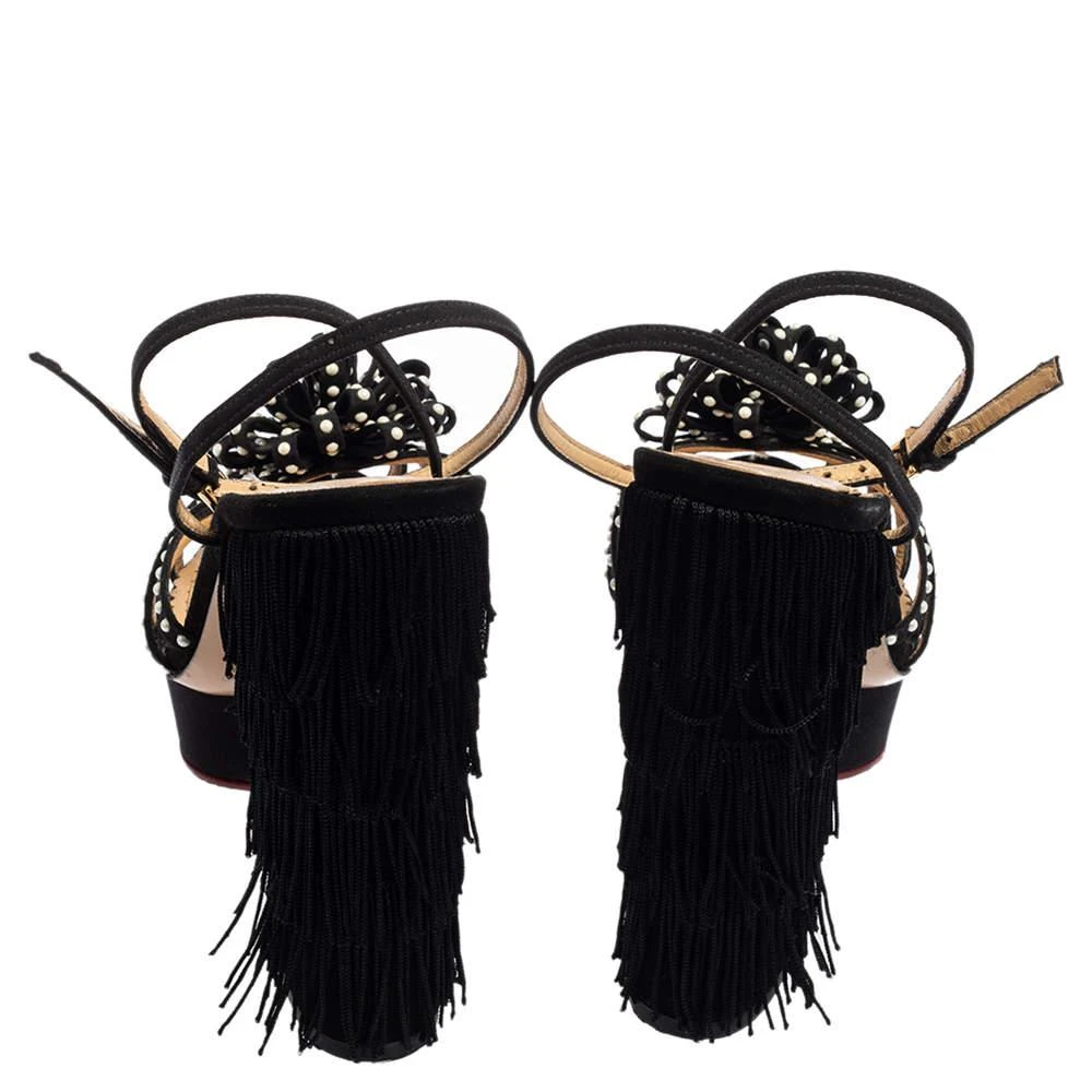 商品[二手商品] Charlotte Olympia|Charlotte Olympia Black Satin Miss Cha Cha Platform Sandals Size 37,��价格¥1570,第5张图片详细描述
