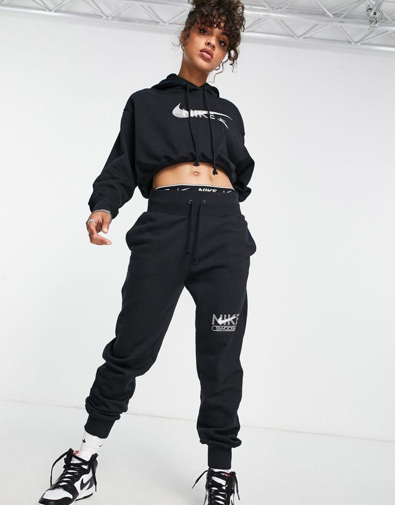 商品NIKE|Nike Swoosh graphic joggers in black,价格¥401,第1张图片