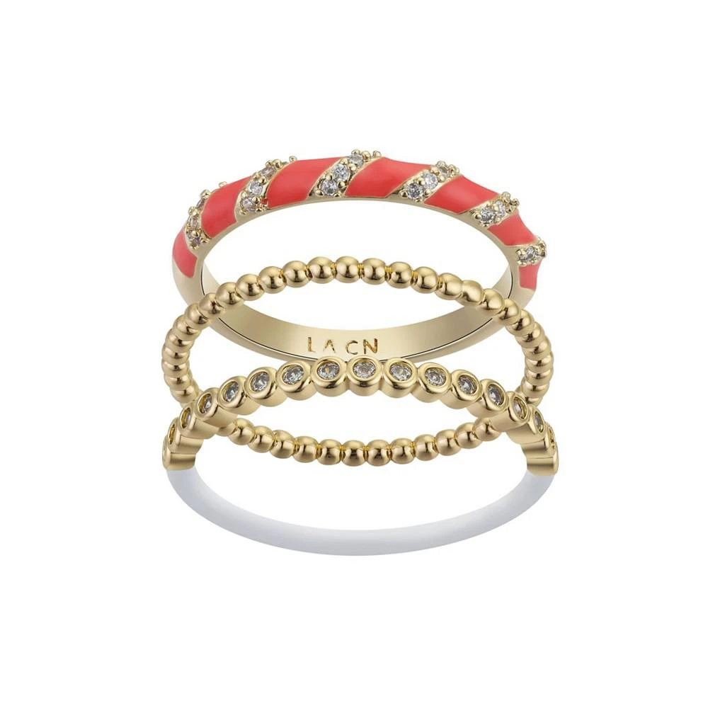 商品Unwritten|14K Gold Flash-Plated 3-Pieces Genuine Crystal Ring Set,价格¥113,第1张图片
