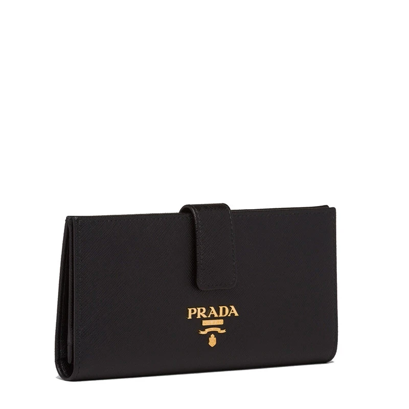 商品Prada|【预售3-7天】普拉达  女士大号黑色皮革金标扣带长款钱包1MV025_QWA_F0002,价格¥5411,第5张图片详细描述