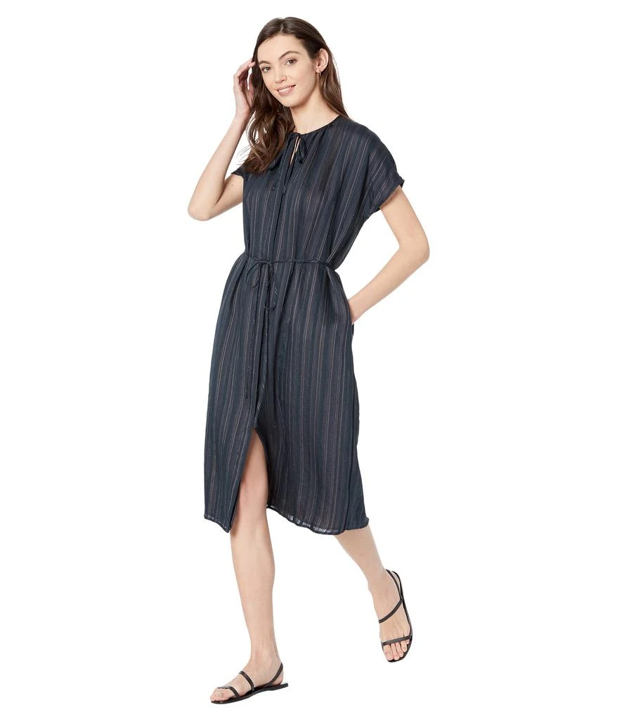 商品Vince|Short Sleeve Drapey Stripe Shirred Dress,价格¥1776,第1张图片