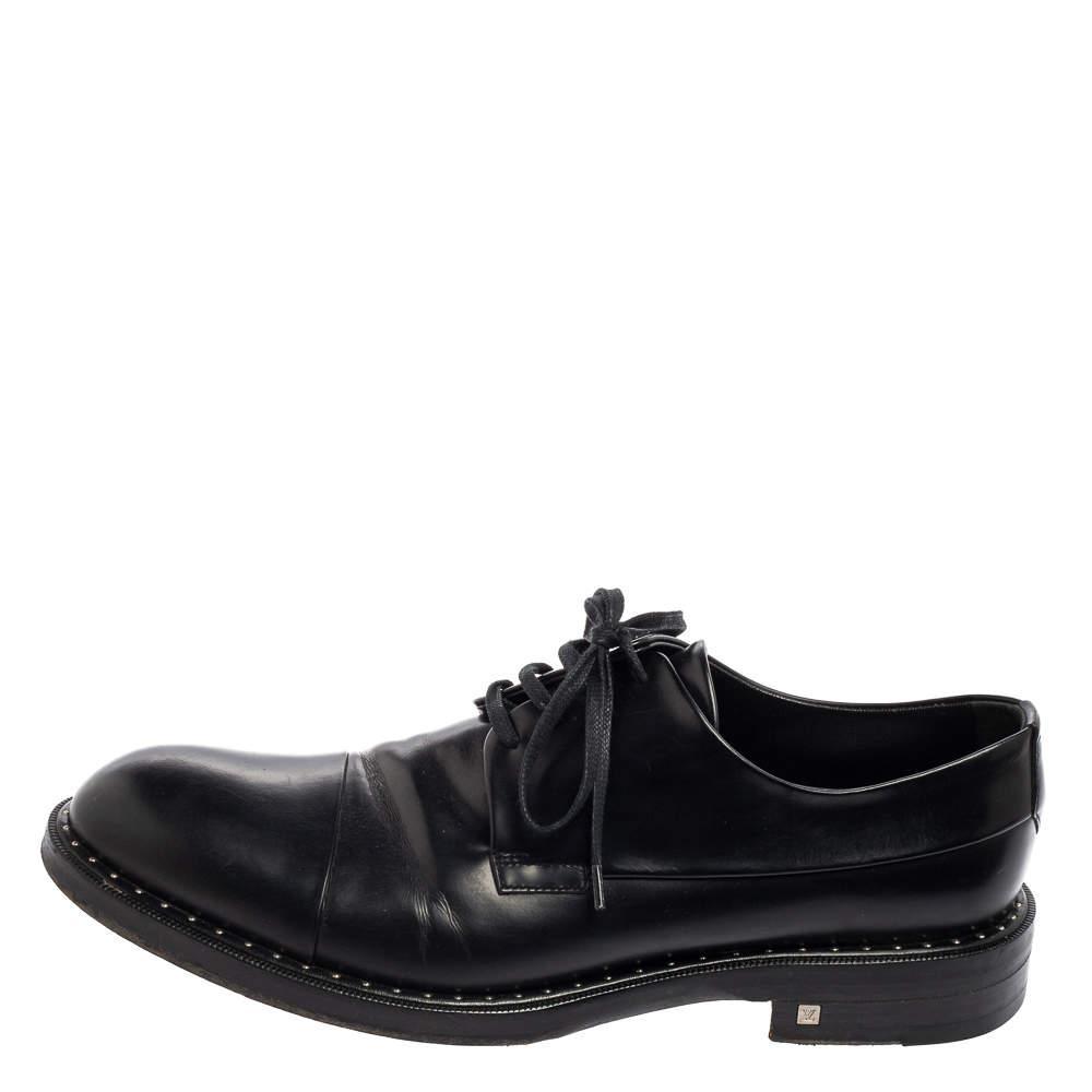 商品[二手商品] Louis Vuitton|Louis Vuitton Black Leather Lace Up Derby Size 42,价格¥3280,第4张图片详细描述