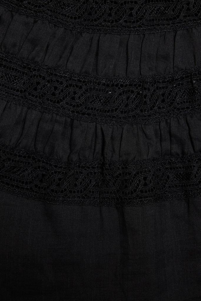 商品FRAME|Shirred lace-trimmed ramie-voile top,价格¥1006,第4张图片详细描述