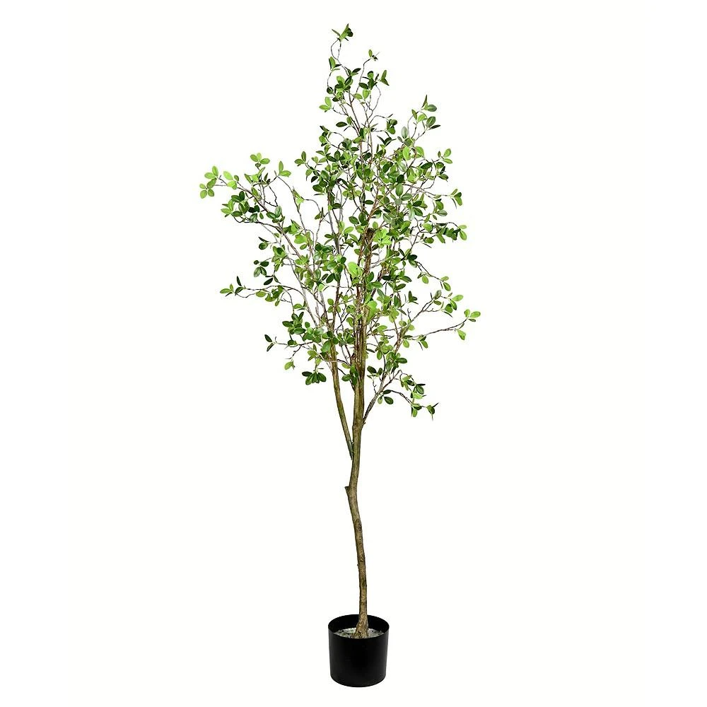 商品Vickerman|72" Artificial Potted Milan Leaf Tree in Planters Pot,价格¥2753,第1张图片
