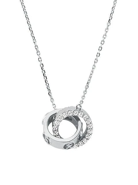 商品Michael Kors|Sterling Silver & Cubic Zirconia Interlocking-Ring Pendant Necklace,价格¥1120,第3张图片详细描述