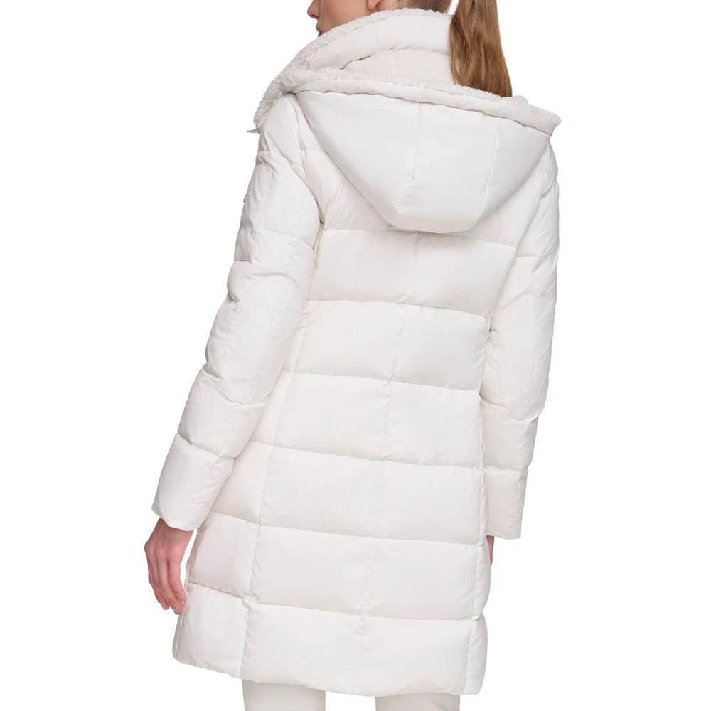 商品Calvin Klein|Women's Sherpa-Trimmed Hooded Down Puffer Coat,价格¥973,第2张图片详细描述