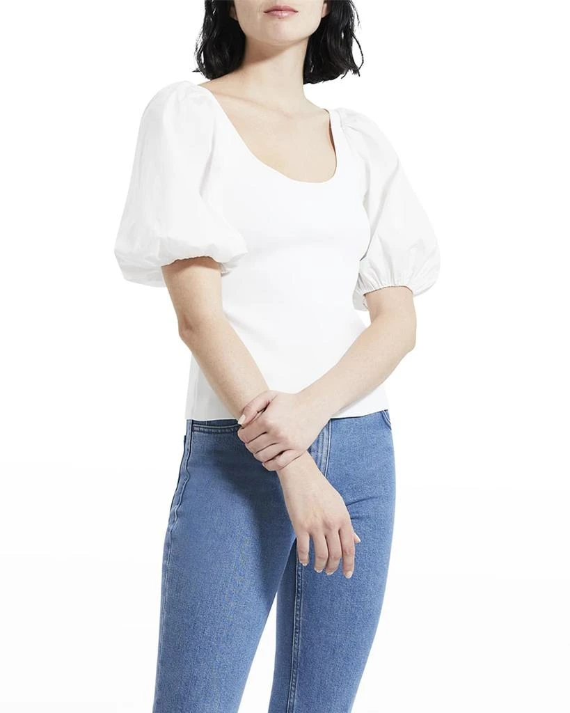 商品Theory|Scoop-Neck Short Puff-Sleeve Top,价格¥927,第1张图片