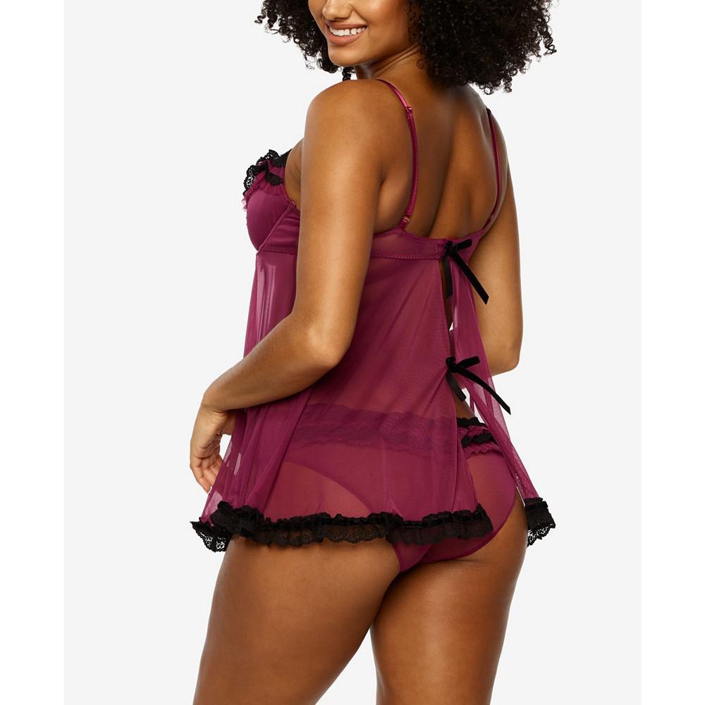 商品Jezebel|Women's Ruffles Galore Baby Doll & Panty 2pc Lingerie Set,价格¥369,第4张图片详细描述