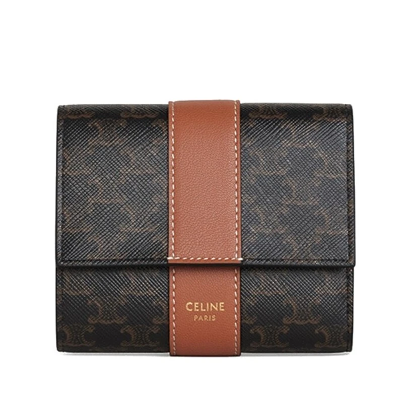 商品Celine|【预售3-7天】赛琳 TRIOMPHE 女士经典款帆布和小羊皮三折钱包 10D572BZ9.04LU,价格¥3791,第1张图片