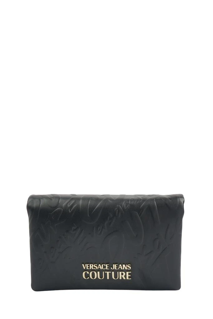 商品Versace|Black shoulder bag for women with all-over Lettering Gold,价格¥1486,第1张图片