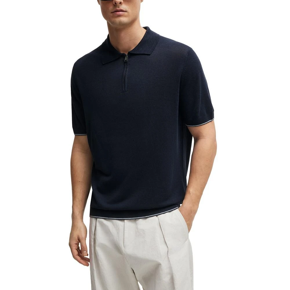 商品Hugo Boss|Men's Zip-Neck Polo Sweater,价格¥1482,第1张图片