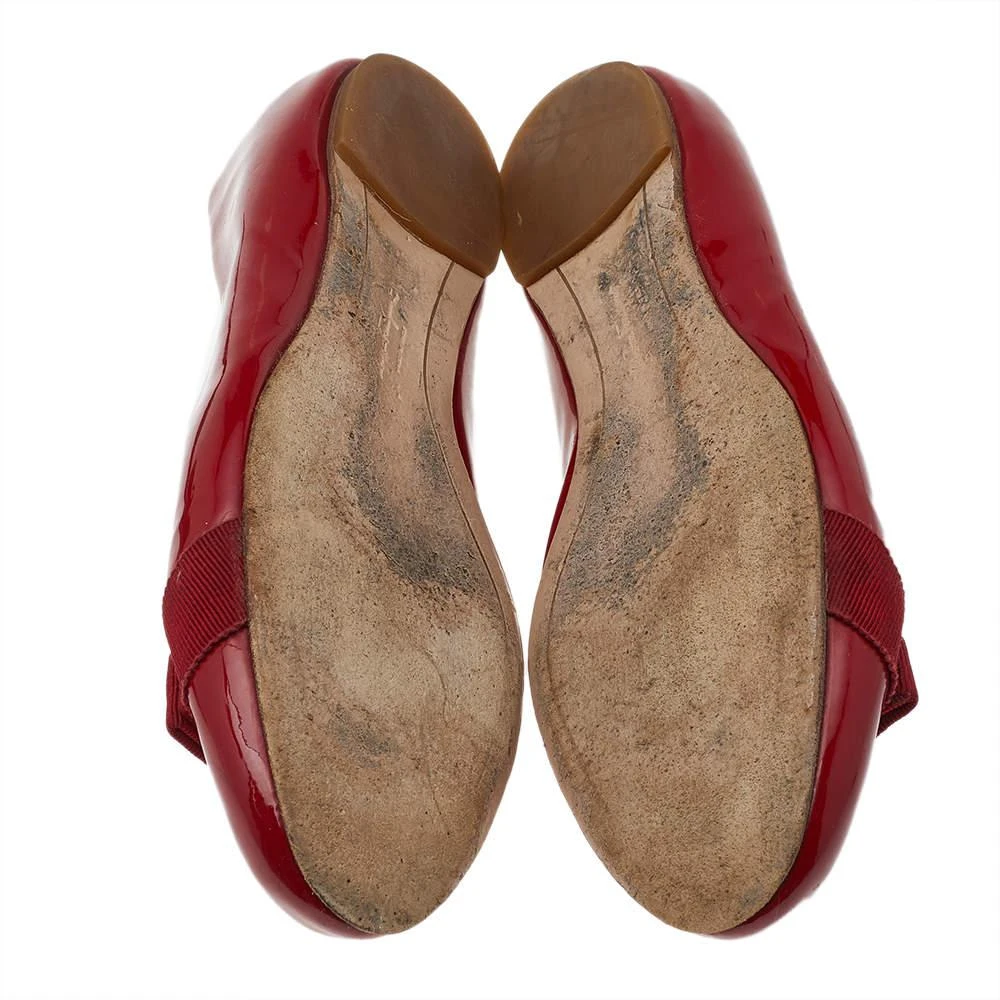 Salvatore Ferragamo Red Patent Leather Vara Bow Ballet Flats Size 40 商品