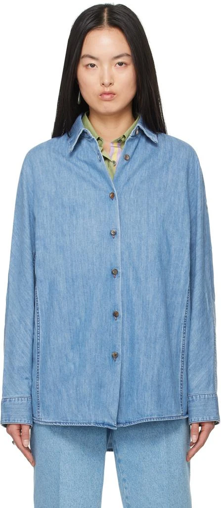 商品Dries Van Noten|Blue Oversized Denim Shirt,价格¥2572,第1张图片