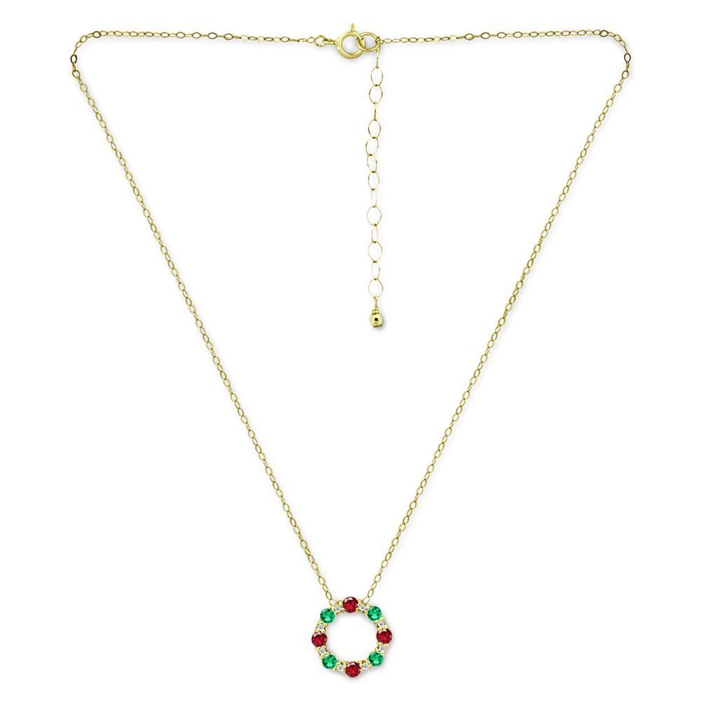 商品Giani Bernini|Multi-Stone Circle Wreath Pendant Necklace in 18k Gold-Plated Sterling Silver, 16" + 2" extender, Created for Macy's,价格¥166,第5张图片详细描述