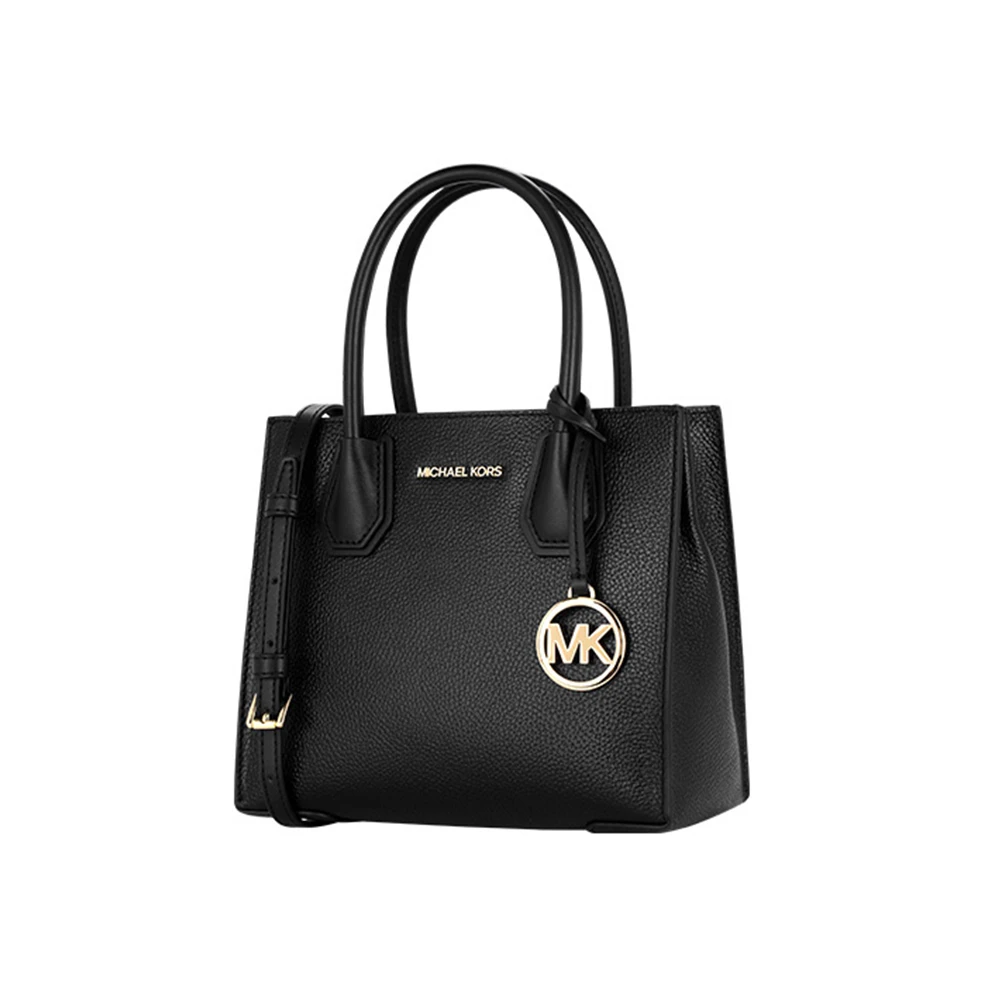 MICHAEL KORS 女士黑色荔枝纹牛皮革MERCER中号单肩斜挎手提包 35S1GM9M2L-BLACK 商品