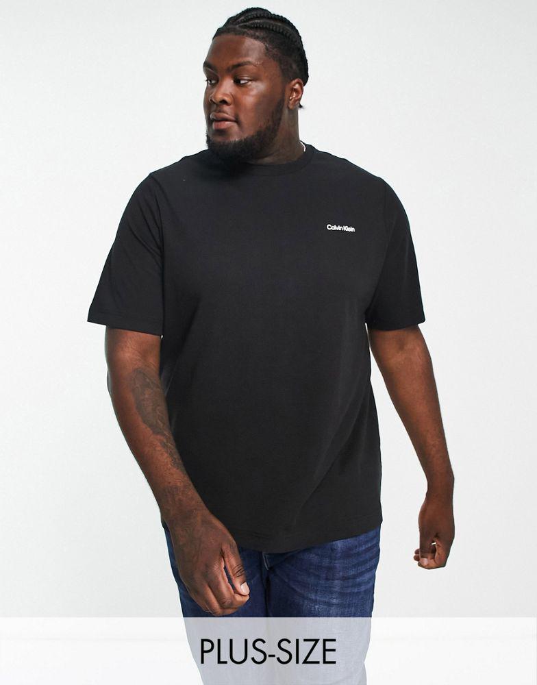 Calvin Klein Big & Tall cotton blend t-shirt with logo in black商品第1张图片规格展示