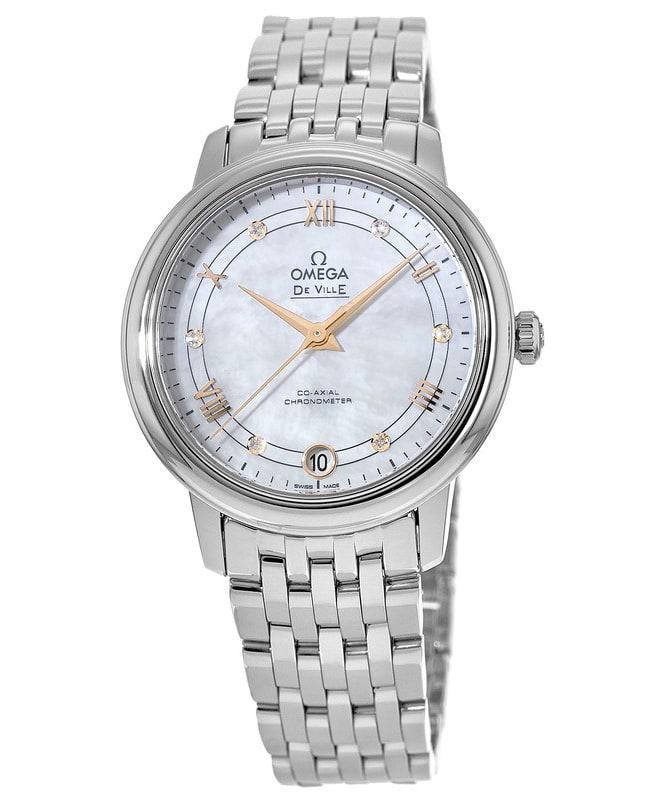 Omega De Ville Prestige Co-Axial 32.7 Mother of Pearl Diamond Dial Steel  Women's Watch 424.10.33.20.55.002商品第1张图片规格展示