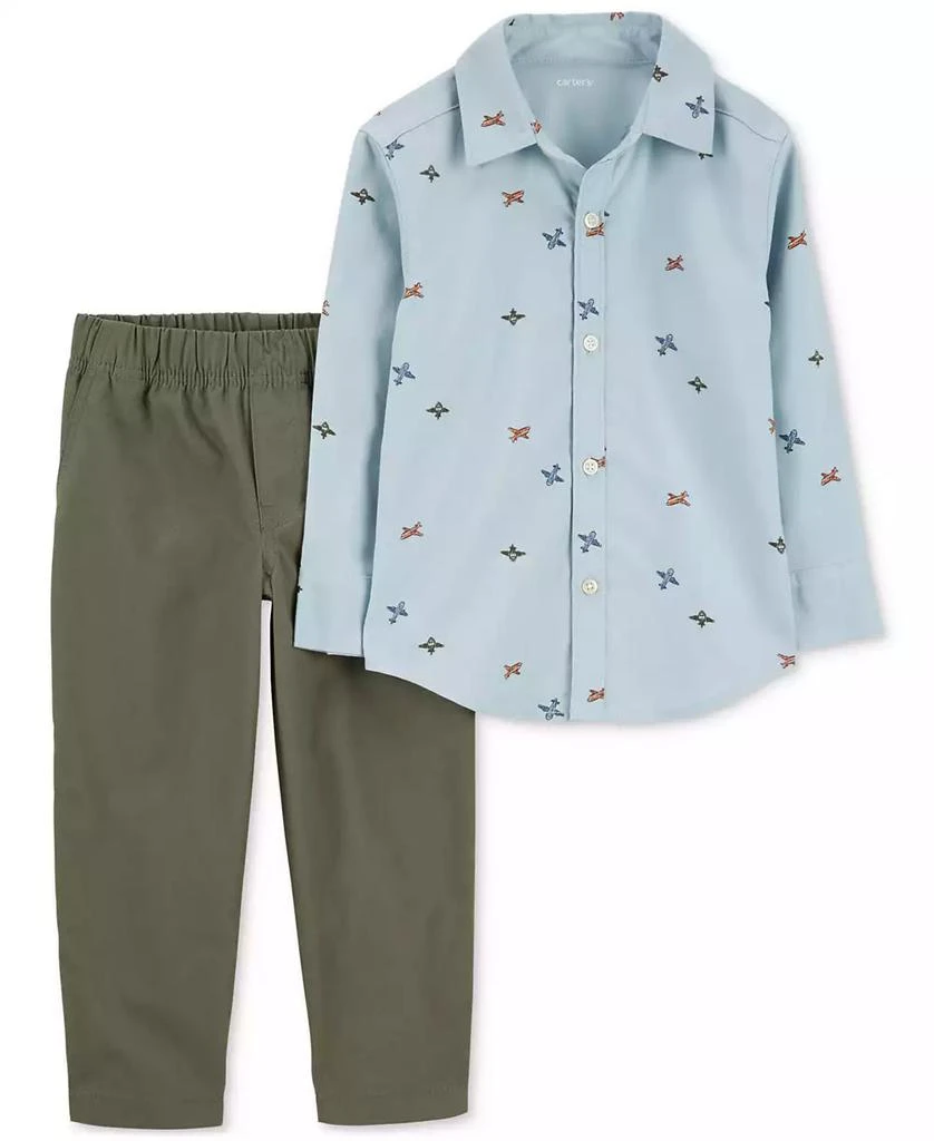 商品Carter's|Baby Boys Cotton Airplane Button-Down Shirt & Pants, 2 Piece Set,价格¥210,第1张图片