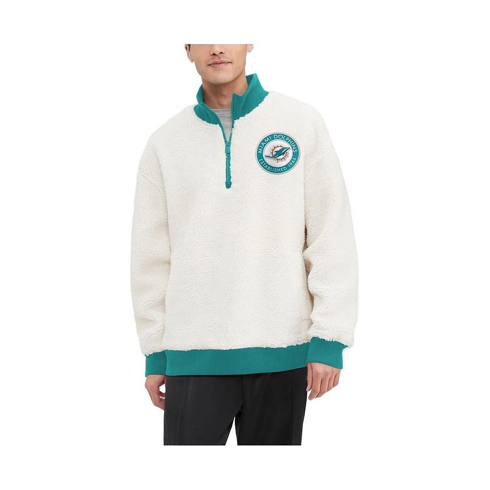 商品Tommy Hilfiger|Men's Cream Miami Dolphins Jordan Sherpa Quarter-Zip Sweatshirt,价格¥883,第1张图片