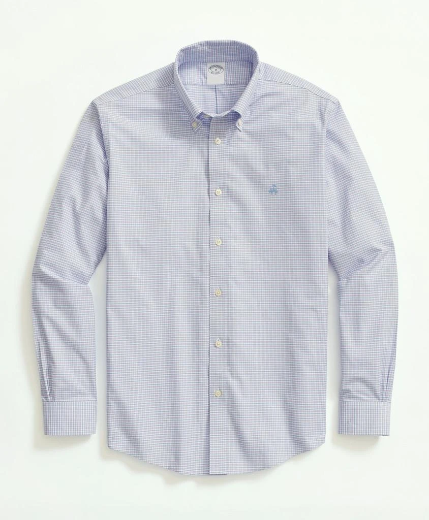 商品Brooks Brothers|Stretch Non-Iron Oxford Button-Down Collar, Mini Check Sport Shirt,价格¥414,第1张图片