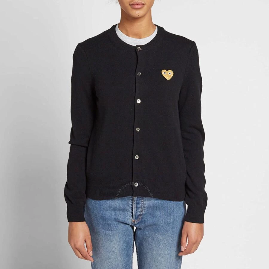 商品Comme des Garcons|Ladies Gold Heart Crewneck Cardigan In Black,价格¥1218,第2张图片详细描述